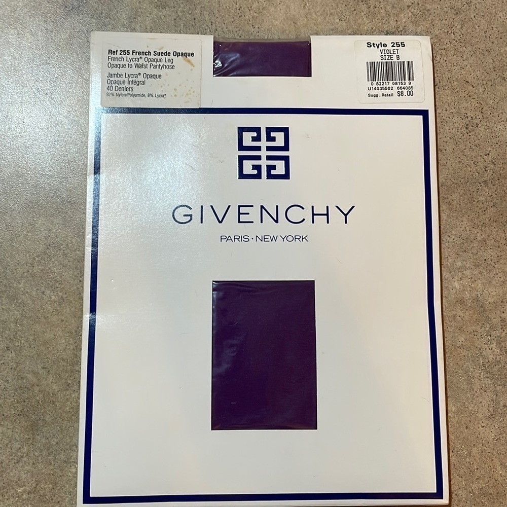 Vintage 1990 Givenchy Style 255 Violet French Opaque to waist Pantyhose Size B